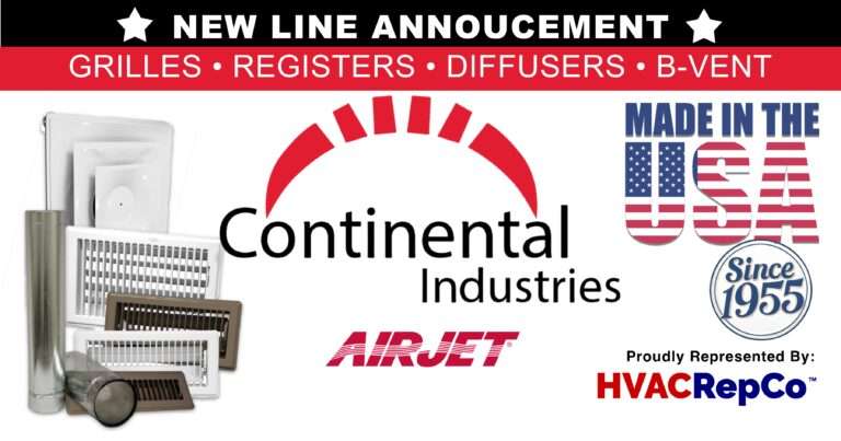 Continental Industries Grilles Registers and Diffusers now represented by HVAC RepCo