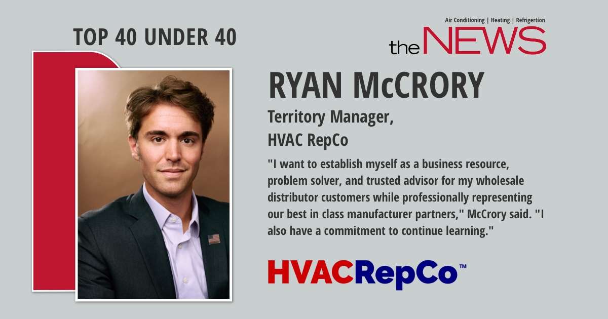 Ryan Mccrory Named &Quot;Top 40 Under 40&Quot; By The Achr News | Hvac Repco